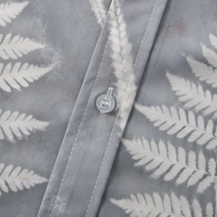 Men's Casual Fern Print Short Sleeve Button-Up Shirt