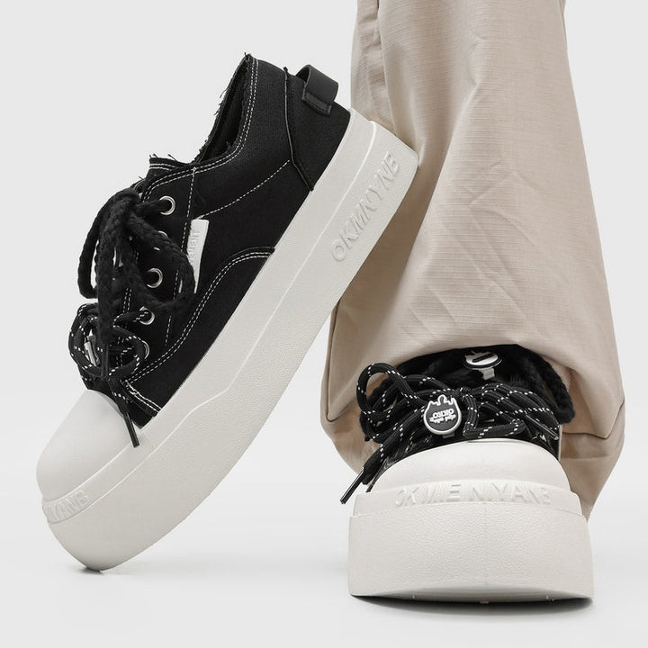 2026 New Spring Couple Canvas Skate Shoes, Toe-cap Height-increasing Casual Sneakers For Students & Men