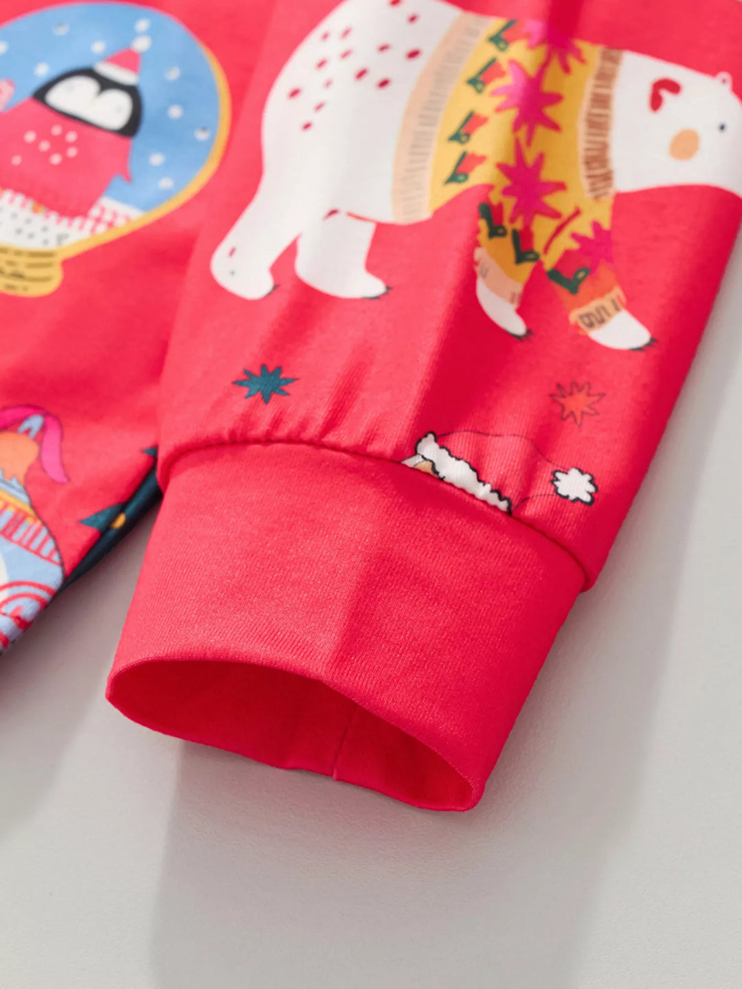 Children's Christmas Print Round Neck Top and Pants Pajama Set