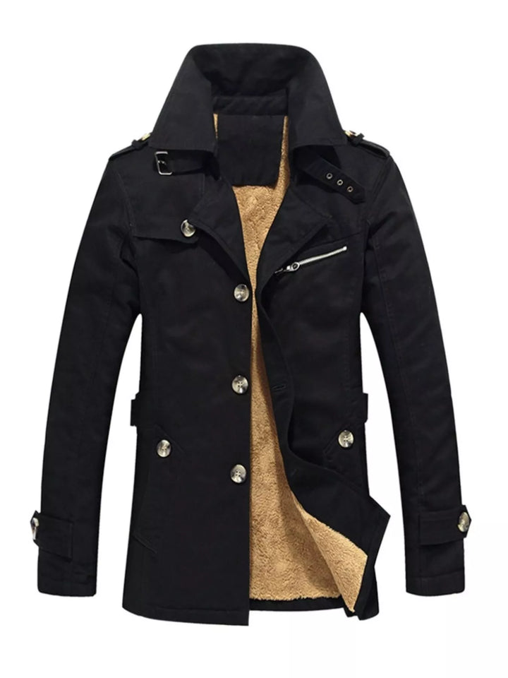 Men's Plus Size Button Up Long Sleeve Coat