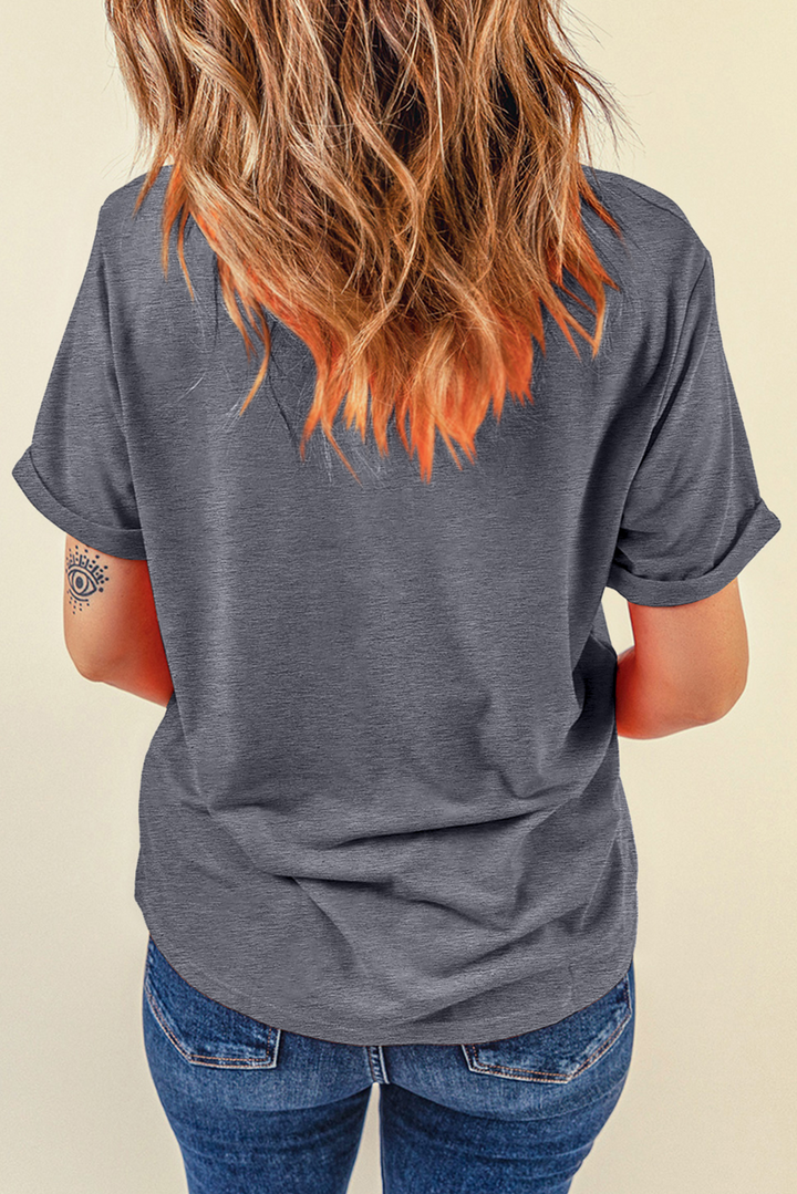 Gray Bunny Ear Bow Printed Easter Fashion T Shirt