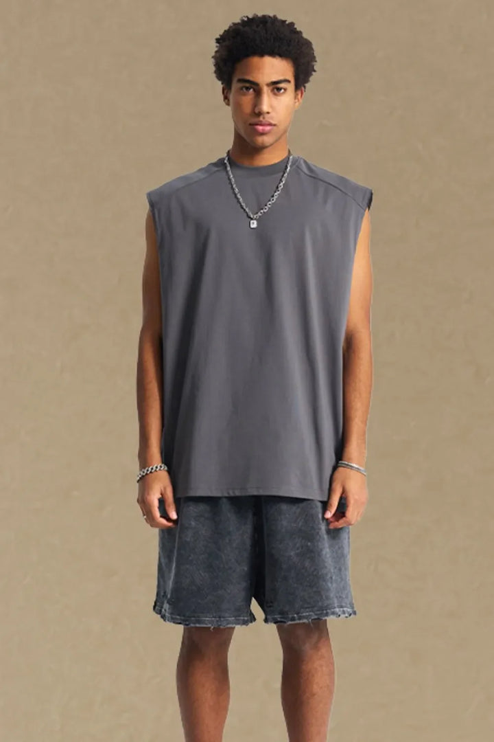 Men's Solid Color Round Neck Tank