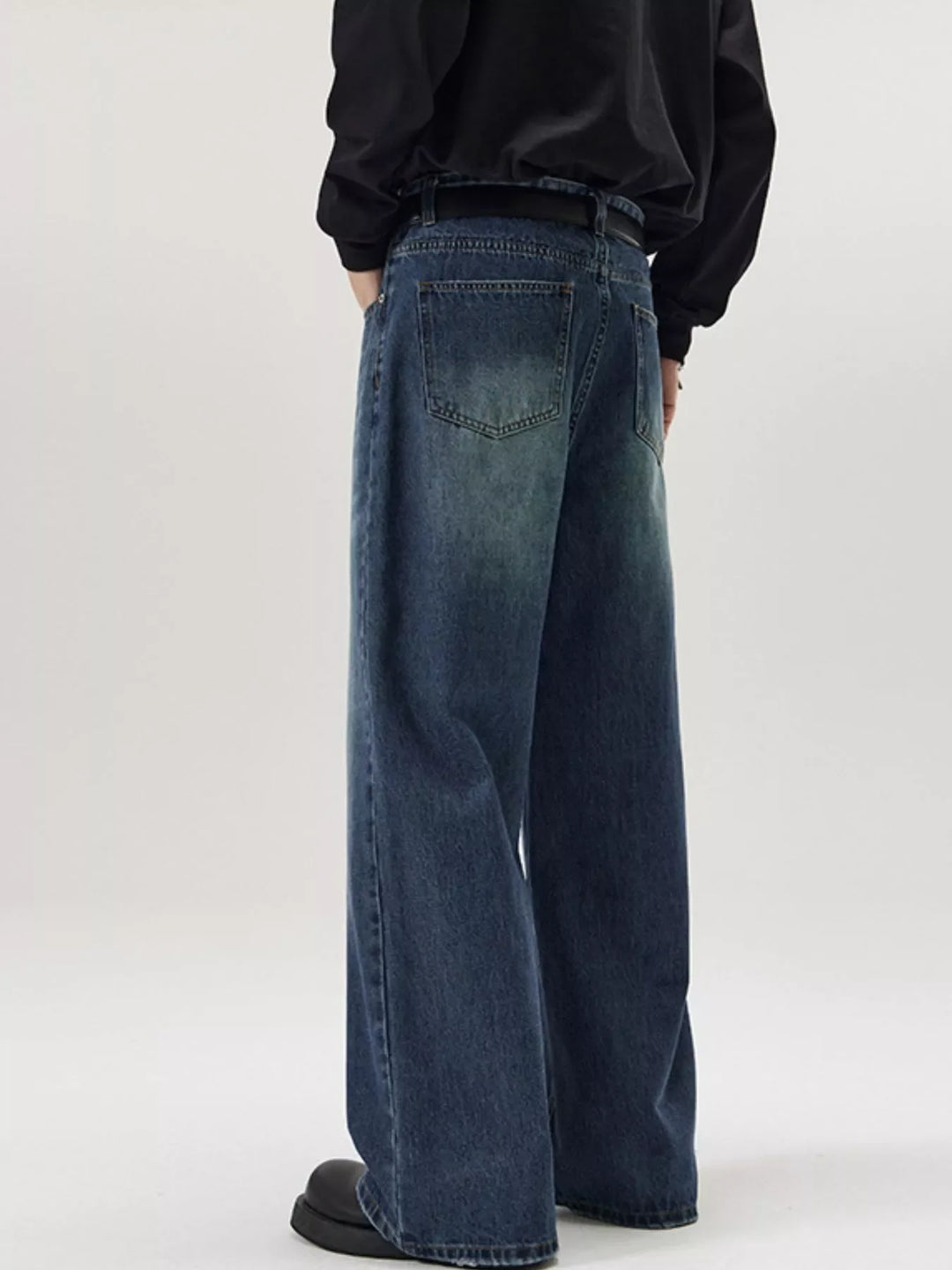 Men's Full Size Wash Wide Leg Jeans Plus Size