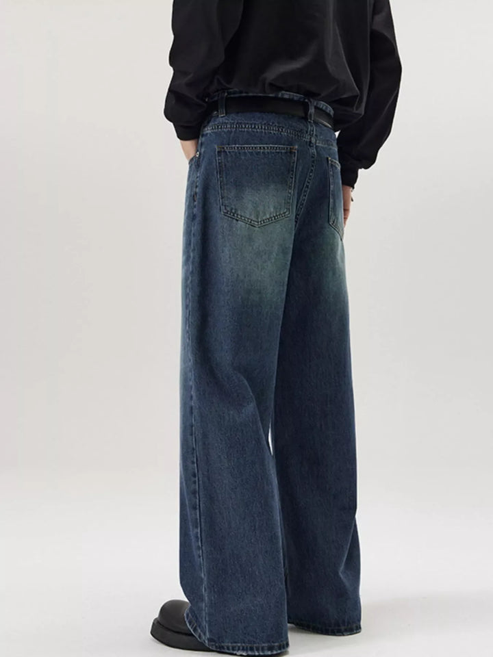 Men's Full Size Wash Wide Leg Jeans Plus Size