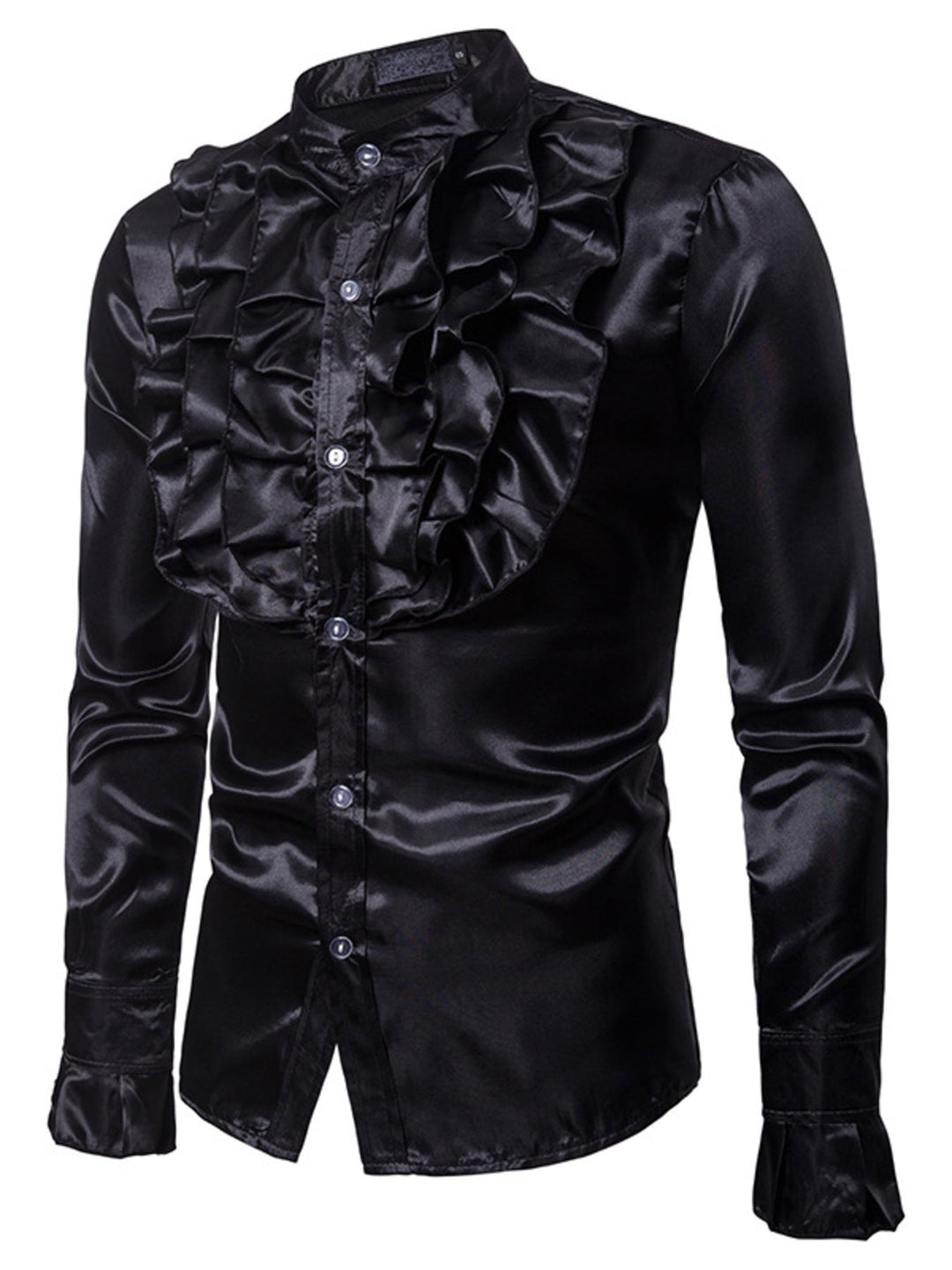 Men's Ruffle Front Long Sleeve Shirt