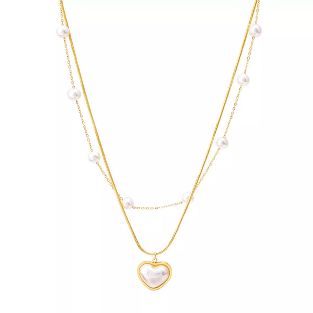 18K Gold-Plated Double Layered Heart Necklace