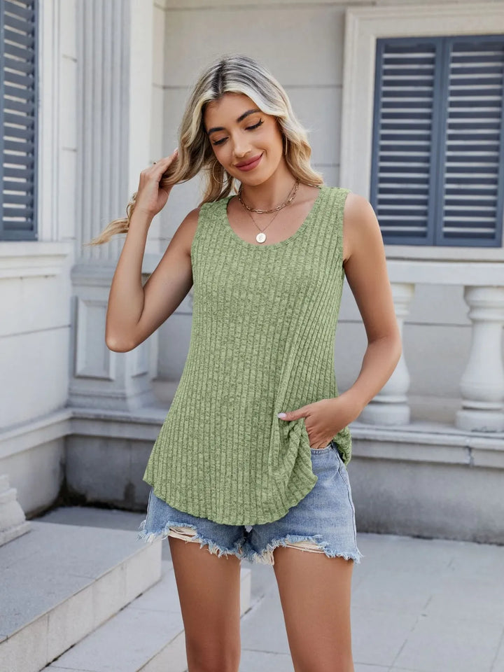 Ribbed Round Neck Tank