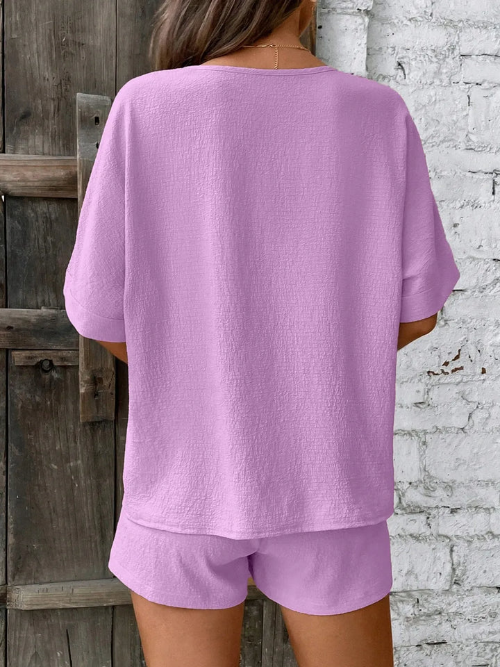 V-Neck Half Sleeve Top and Shorts Set