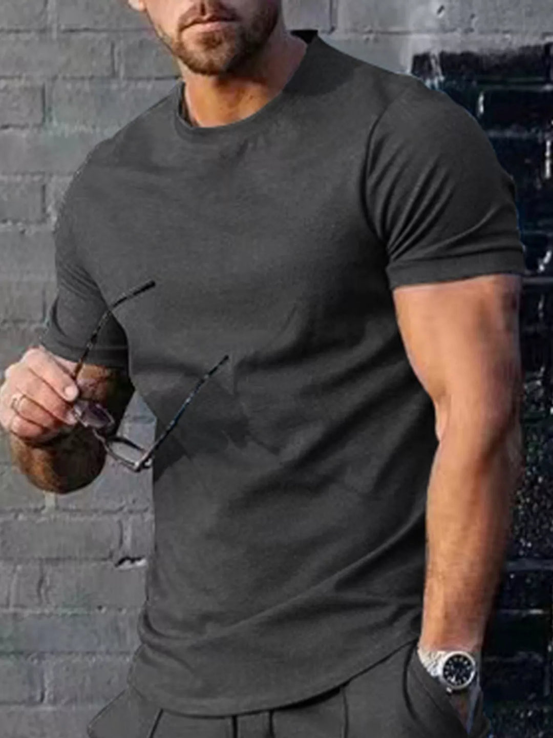 Men's Plus Size Solid Color Casual T-Shirt