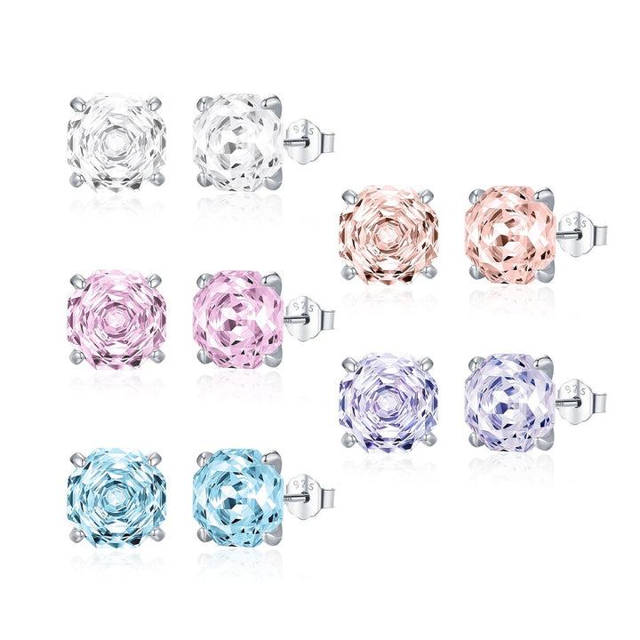 Basic Rose-cut Sparkling Diamond Stud Earrings Unisex Accessory