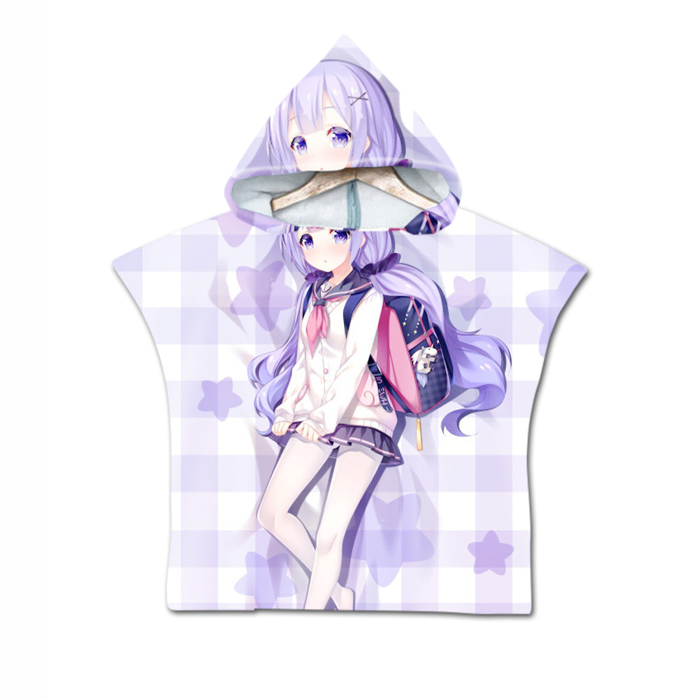 Embroidery 2-Day Delivery Embroidery Animal Digital Print Beach Towel Kids Children Hooded Bath Towel Microfiber