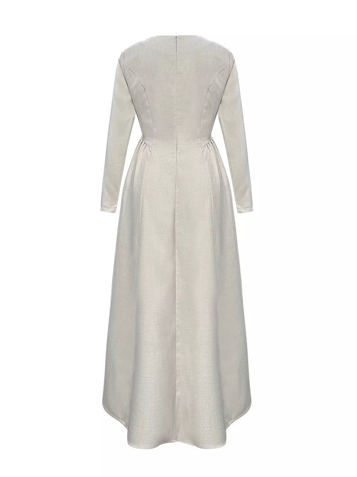 Cutout Front Long Sleeve A-Line Dress