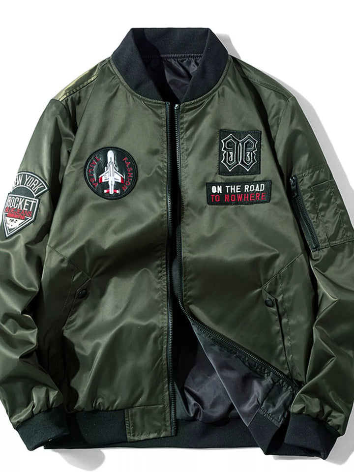 Men's Plus Size Zip Up Long Sleeve Bomber Jacket