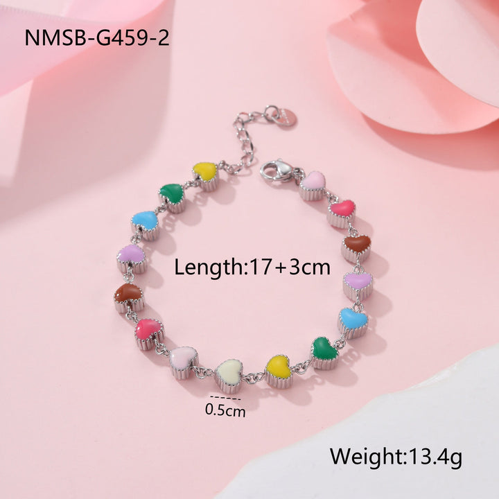 Colorful Oil Necklace Love Heart-shaped Titanium Steel Bracelet