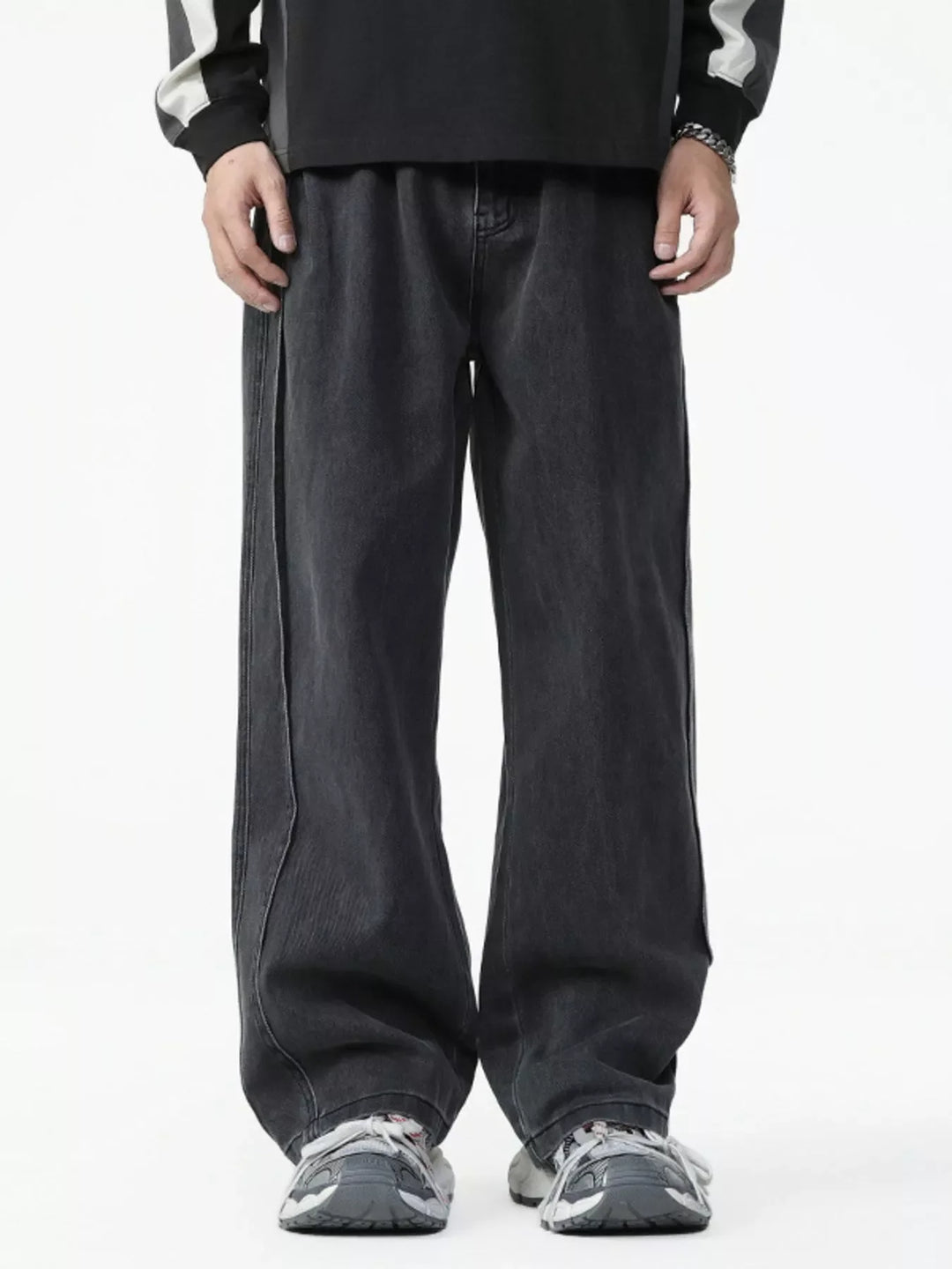 Men's Washed Relaxed Fit Wide Leg Jeans