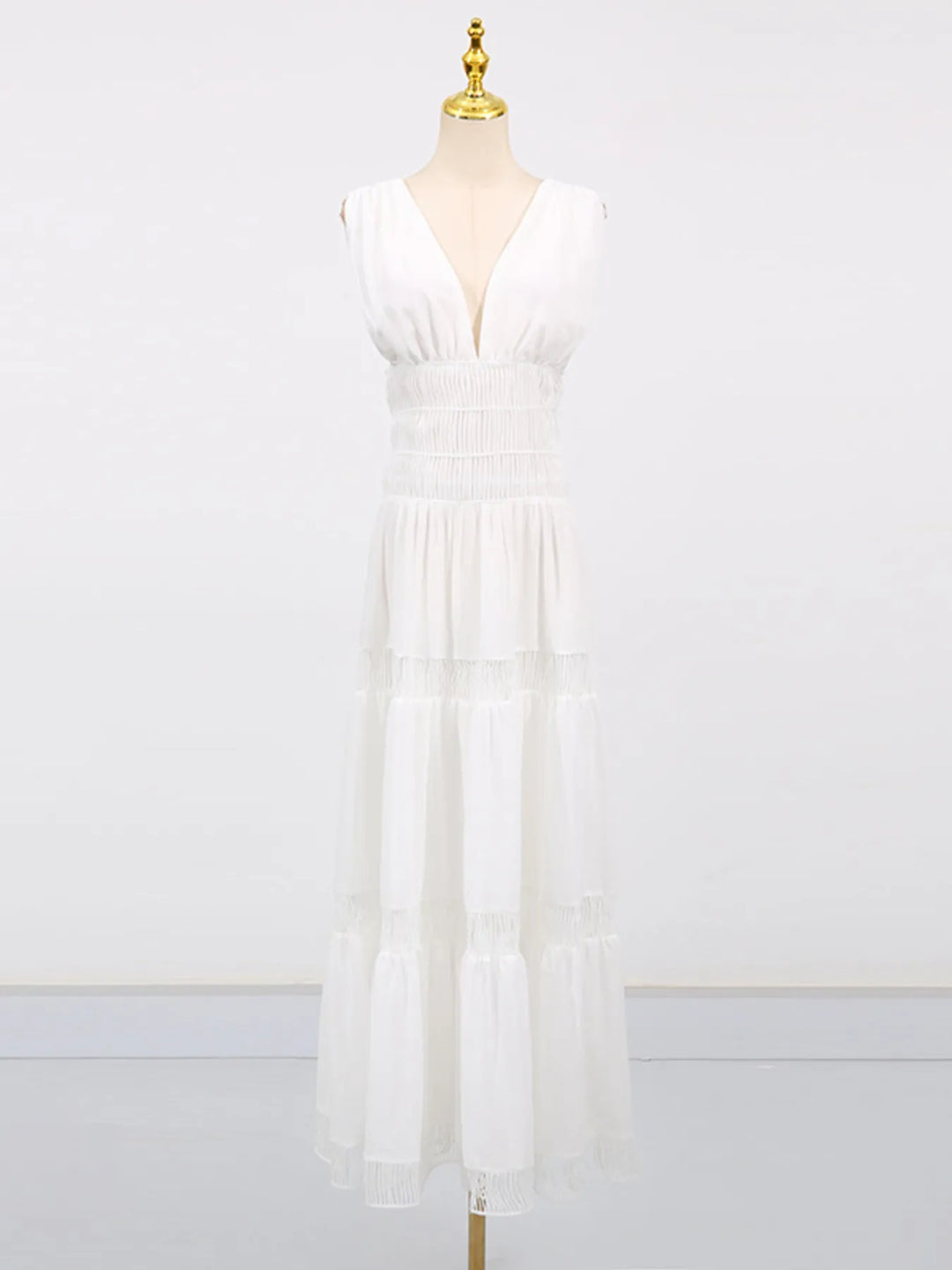 Tiered V-Neck Sleeveless Maxi Dress
