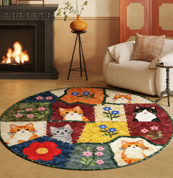 Round No Wash Wipeable Rug For Home Use