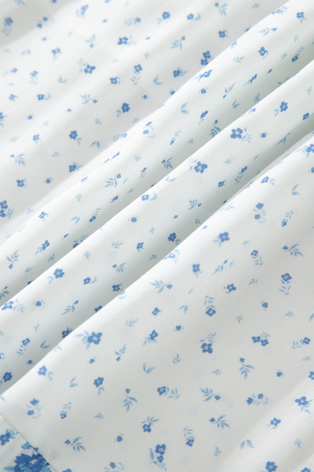 Sky Blue High Waist Tiny Floral Print Boho Maxi Skirt