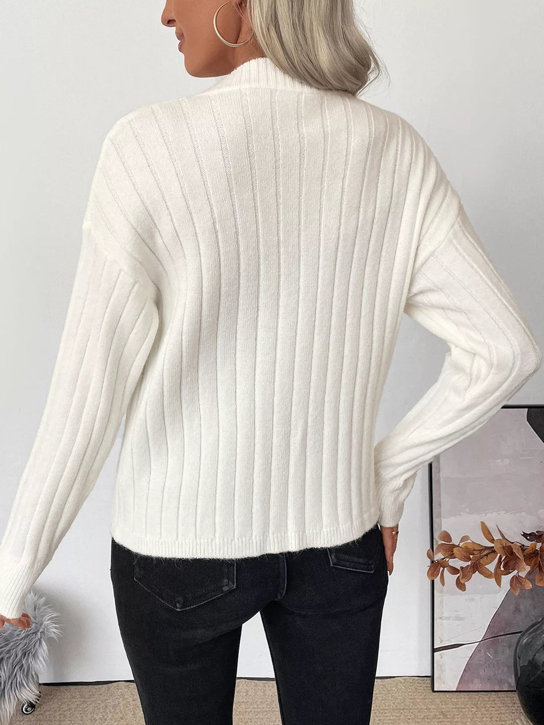 Ribbed Button Up Long Sleeve Cardigan