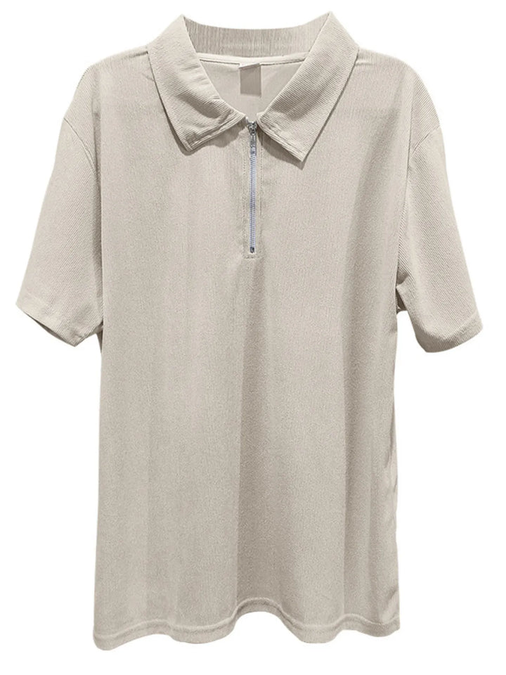 Men's Full Size Quarter Zip Short Sleeve Polo and Pants Set Plus Size