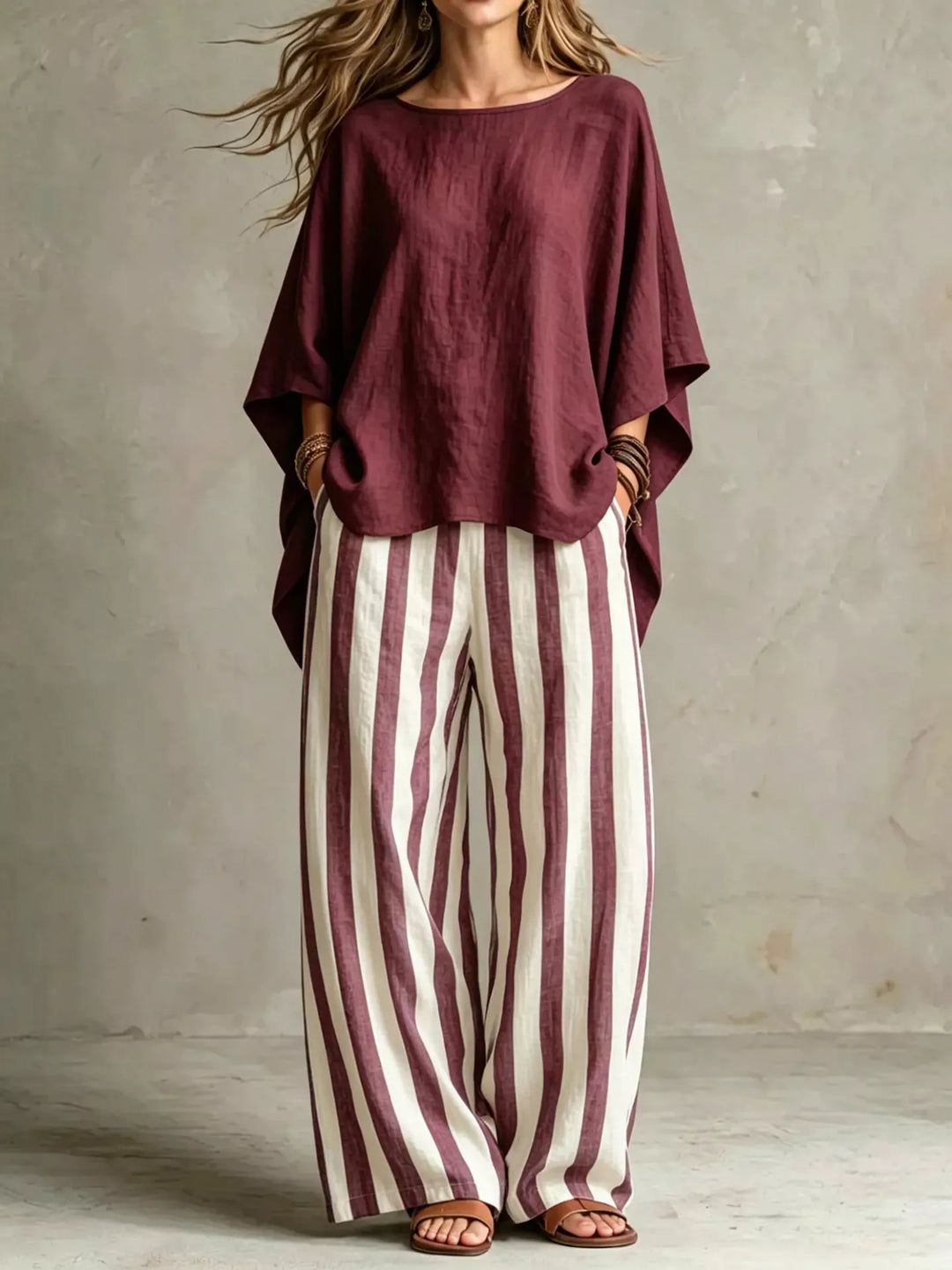Full Size Solid Color Top and Pants Set Plus Size