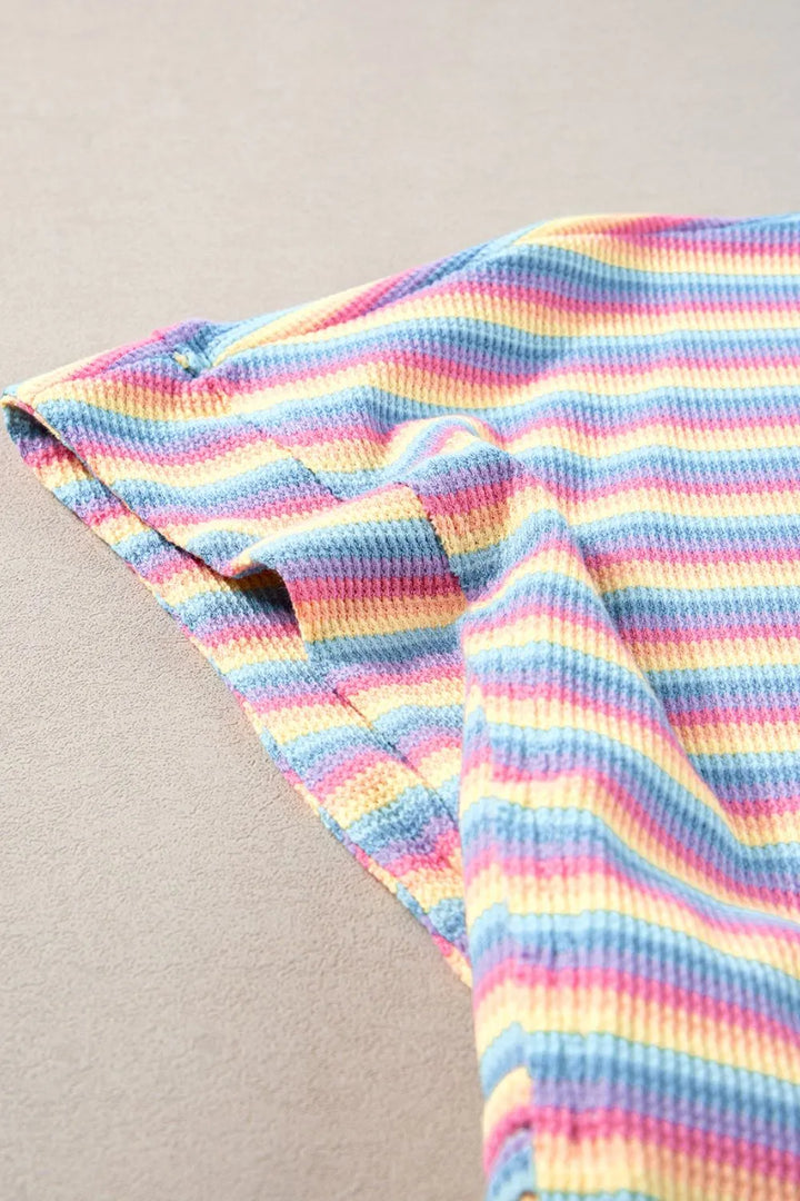 Striped Round Neck Short Sleeve Top and Pants Set