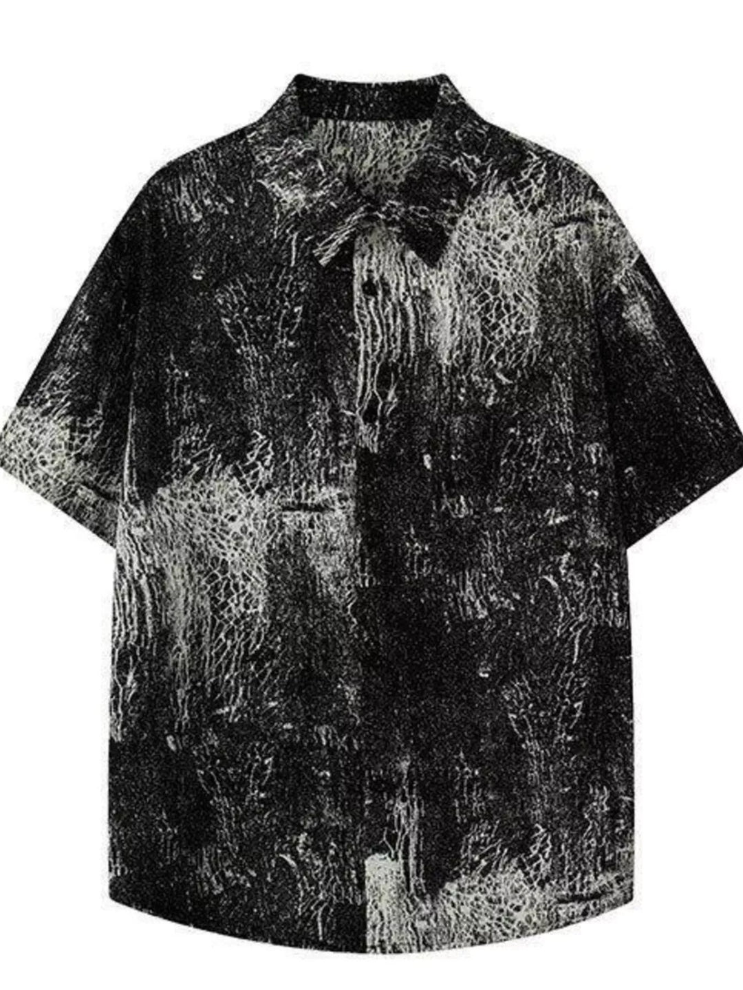 Men's Plus Size Printed Button Up Short Sleeve Shirt
