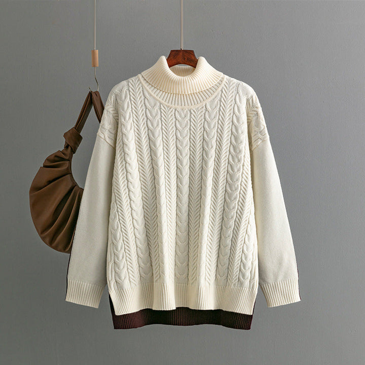Two-tone Patchwork Jacquard Loose  Western-style Slimming Top For Women