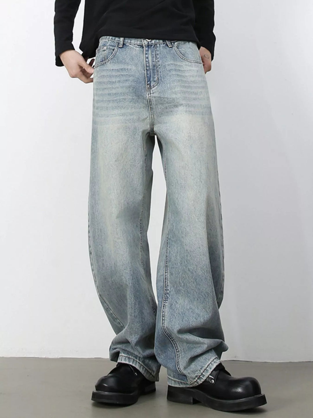 Men's Wash Wide Leg Jeans