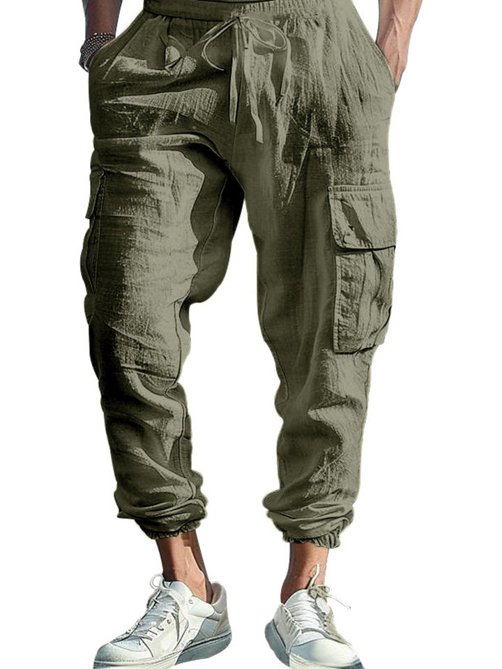 Men's Full Size Casual Cargo Pants with Drawstring Waist Plus Size
