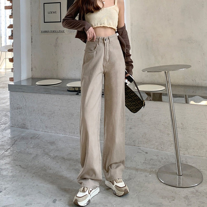 Plus-size Curvy Womens Wide-leg Loose-fit Draping Floor-length Pants