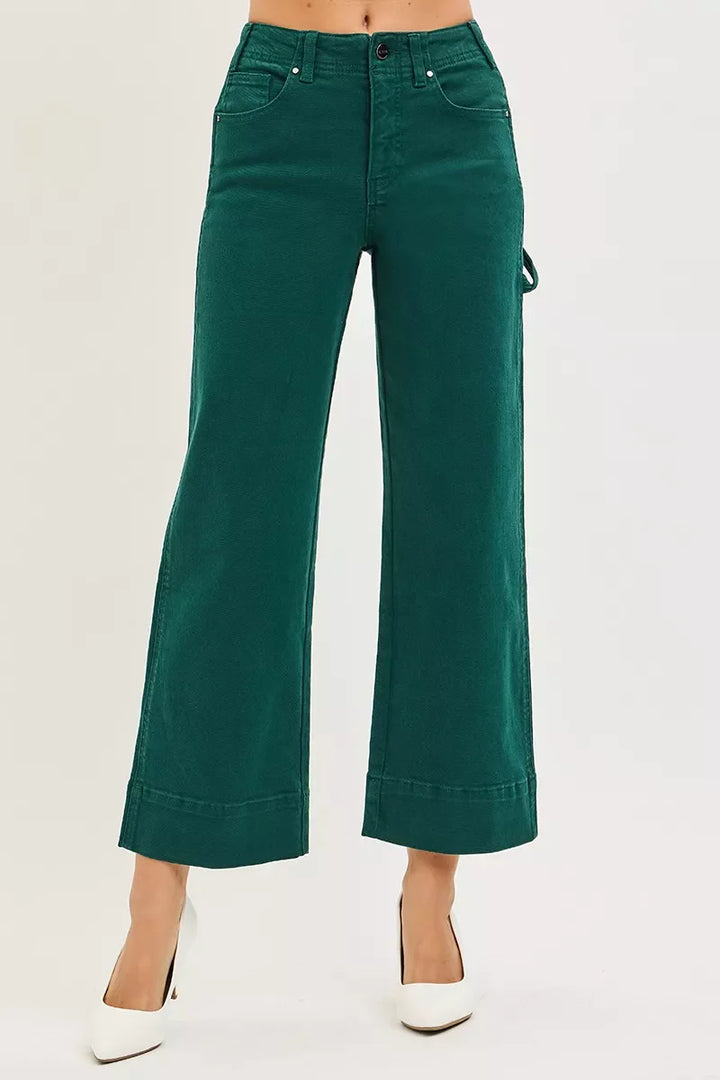 RISEN Tummy Control High Rise Crop Wide No Waist Band Pants