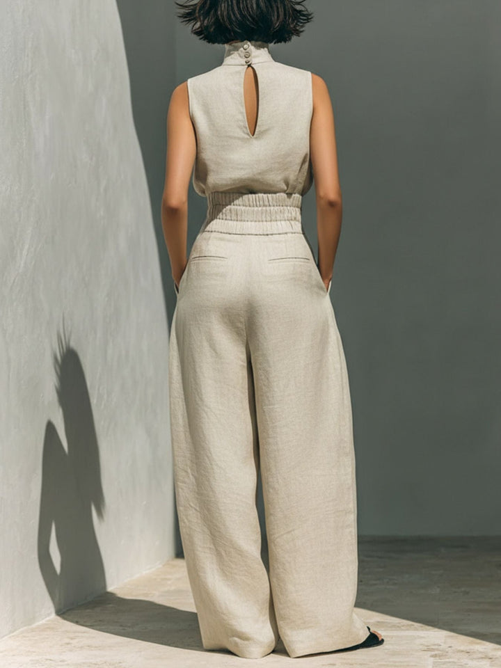 Turtleneck Sleeveless Top and Pants Set