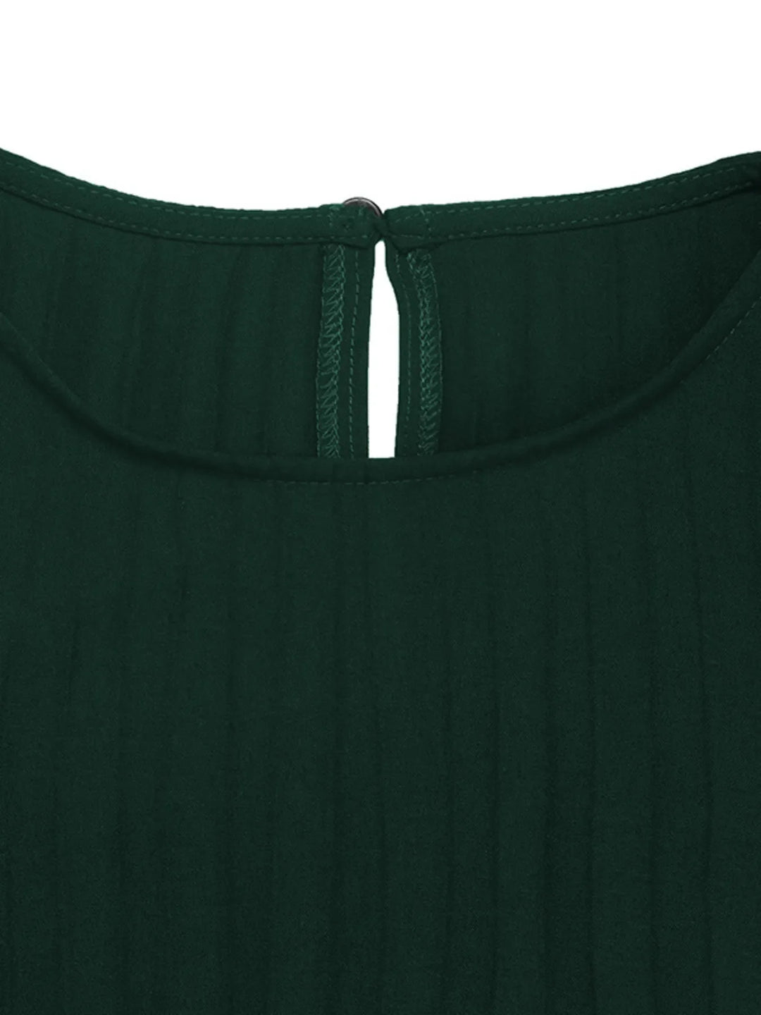 Pleated Round Neck Long Sleeve Dress