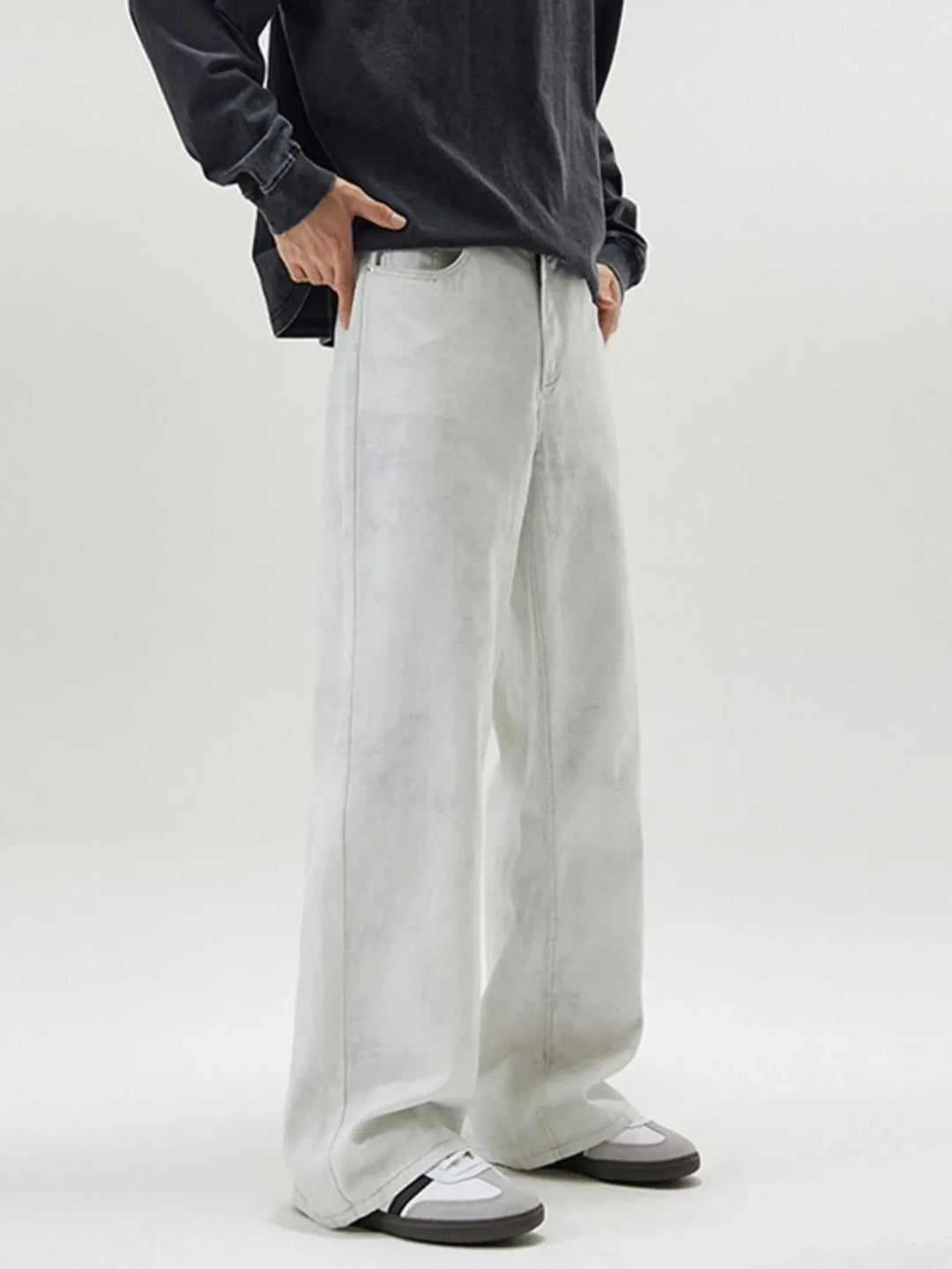 Men's Full Size Washed Wide Leg Pants Plus Size