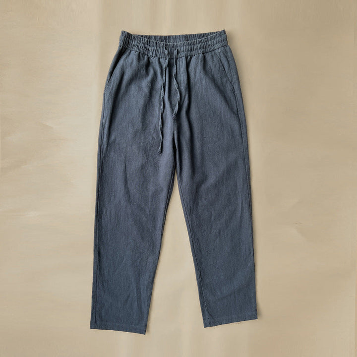 White Loose-fitting Straight-leg Lightweight Cotton-linen Casual Trousers