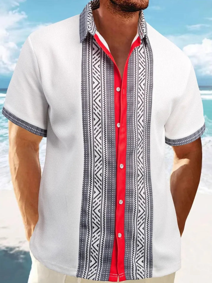 Men's Full Size Contrast Button Down Short Sleeve Shirt Plus Size