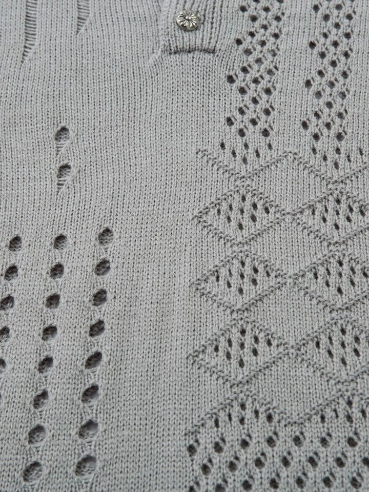Men's Openwork Button Detail Knit Henley T-Shirt