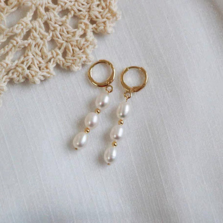 Womens Natural Freshwater Pearl Earrings