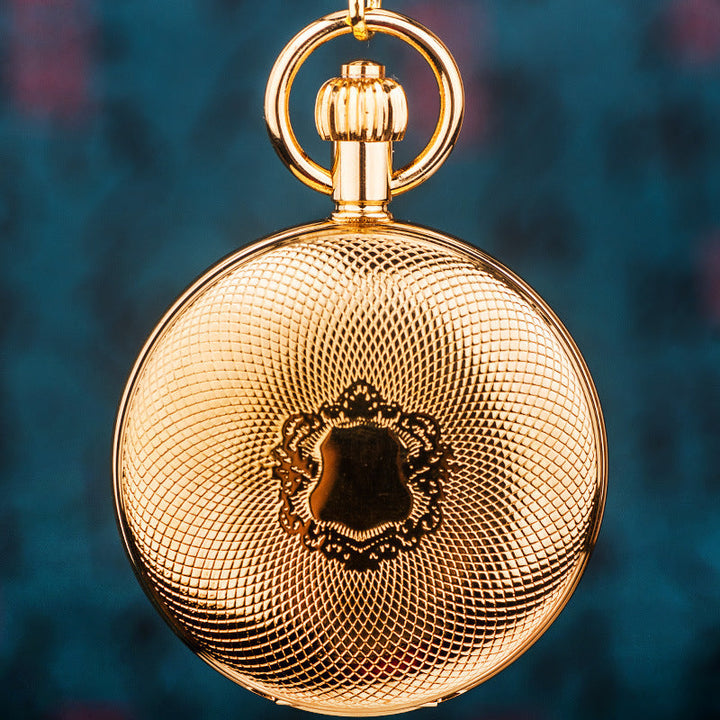 Pure Copper Double-Opening Flip-Top Mechanical Pocket Watch Sun Moon And Stars