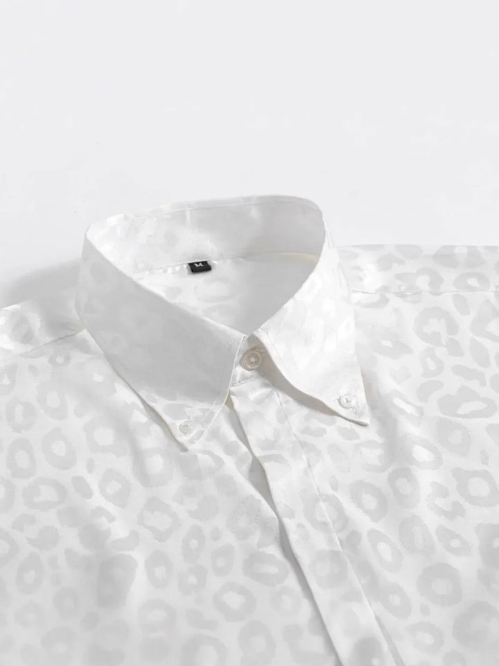 Men's Full Size Leopard Button Down Satin Shirt Plus Size