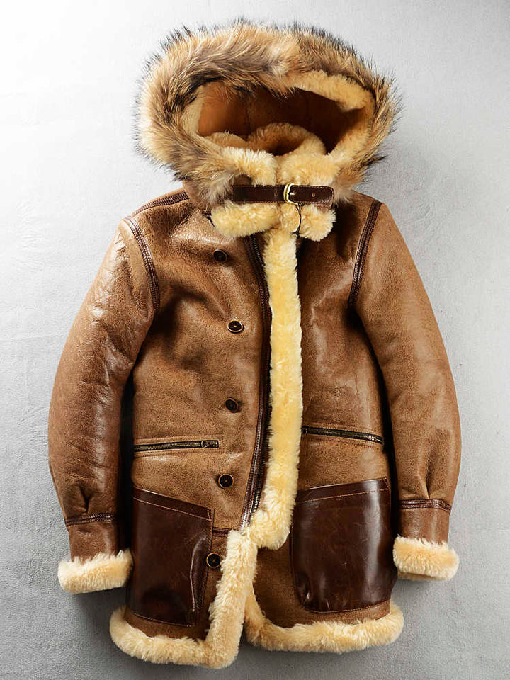Multi-pocket Thick Long-haired Fur Leather Coat