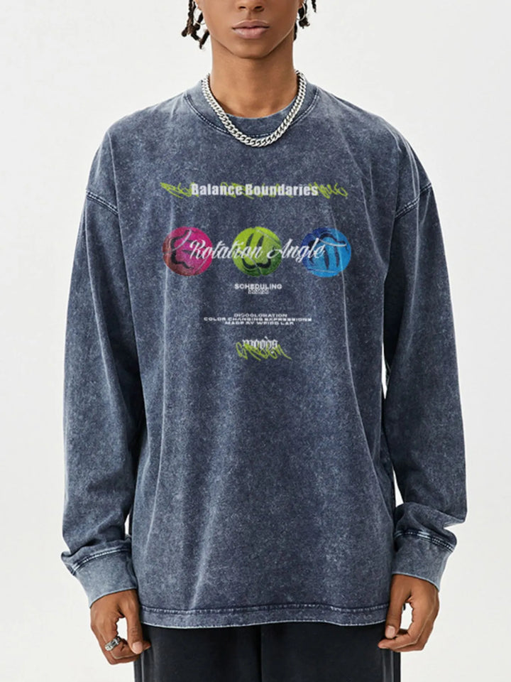 Men's Graphic Round Neck Long Sleeve T-Shirt