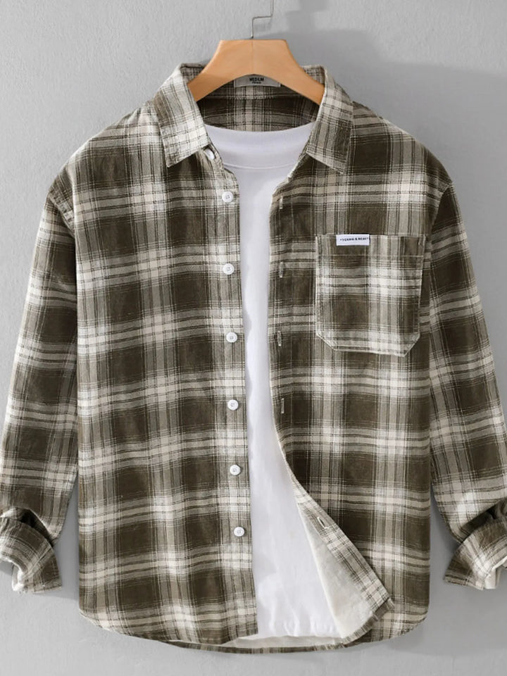 Men's Plus Size Plaid Button Up Long Sleeve Shirt