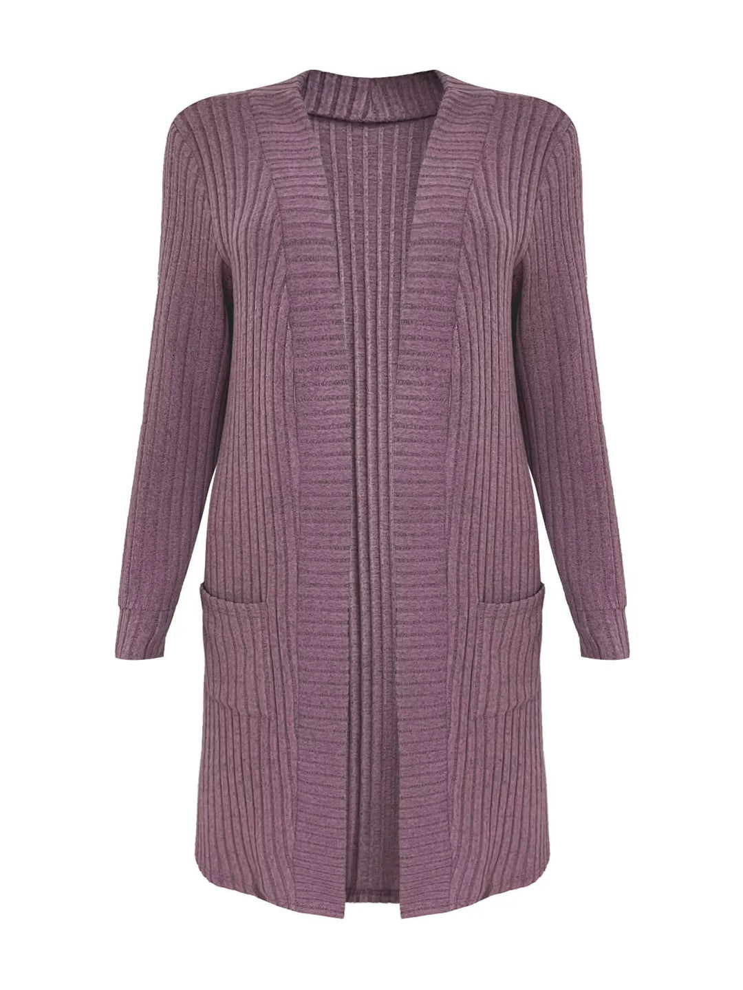 Ribbed Knit Open Front Cardigan