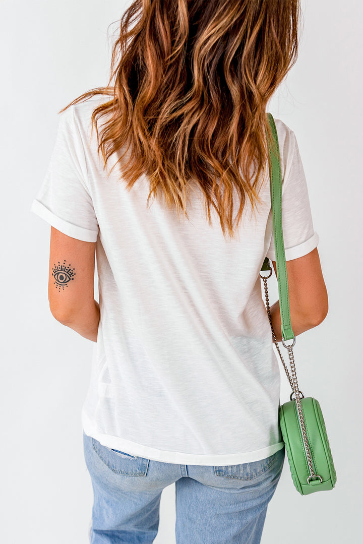 White Christmas Tree Checkered Distressed Graphic Oversize Tee