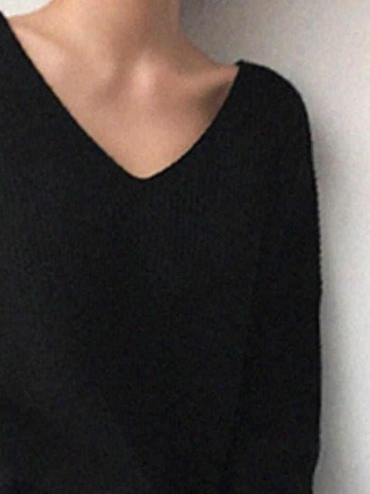V-Neck Dropped Shoulder Sweater