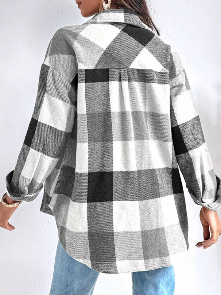 Plaid Button-Up Long Sleeve Shirt