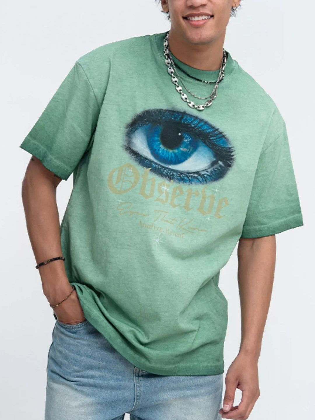Men's Oversized Eye Graphic Short Sleeve T-Shirt