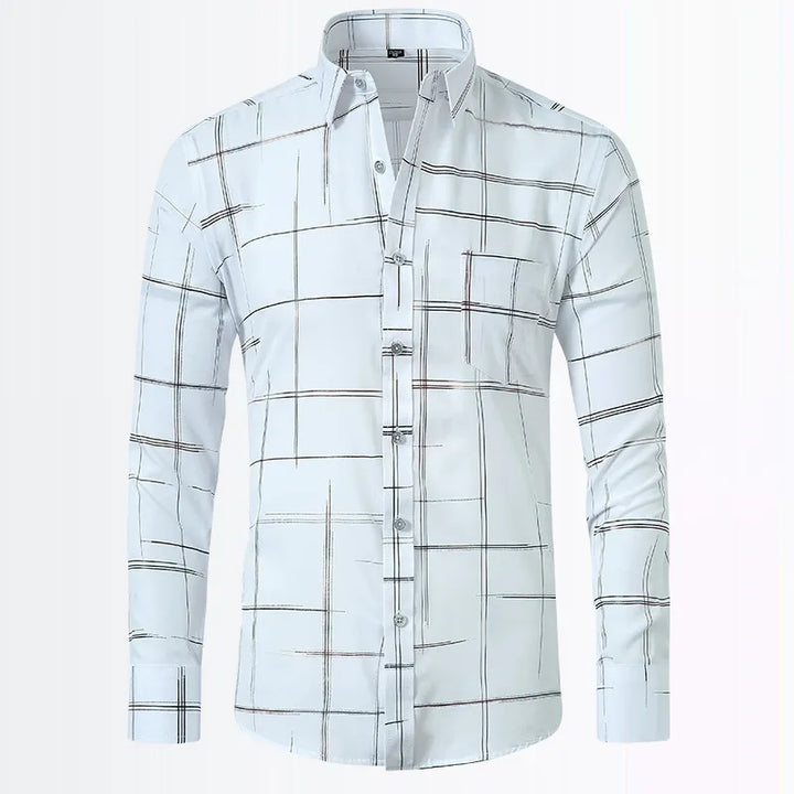 Men's Geometric Pattern Long Sleeve Button-Down Shirt
